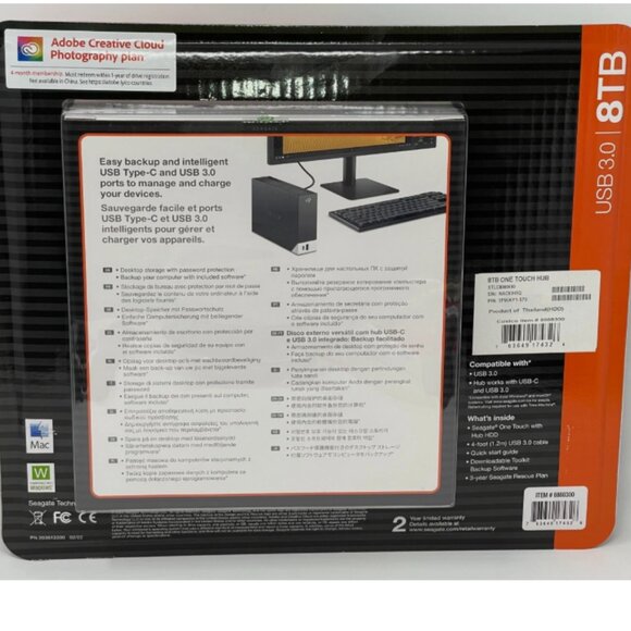 Seagate One Touch 8 TB Hub Desktop External Hard Drive HD USB-C USB 3.0 Ports... - Picture 2 of 10